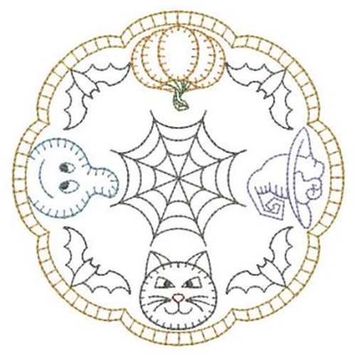 Redwork Halloween Characters Machine Embroidery Design