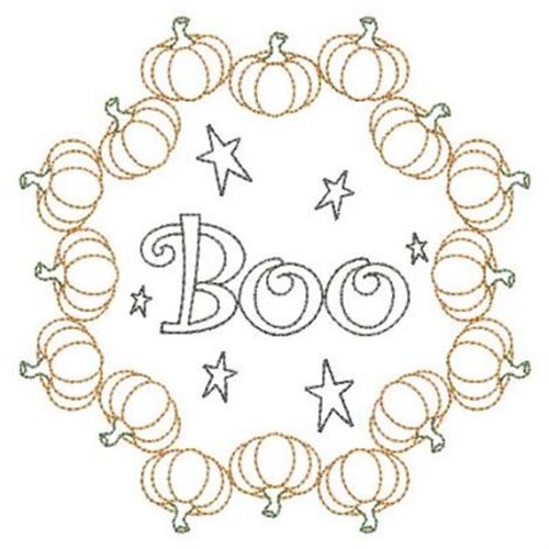 Halloween Boo Wreath Machine Embroidery Design