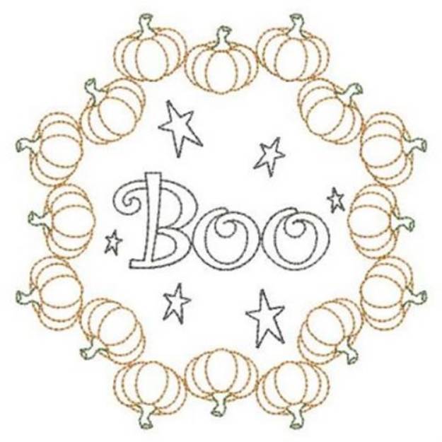 Picture of Halloween Boo Wreath Machine Embroidery Design