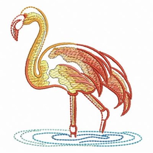 Rippled African Flamingo Machine Embroidery Design
