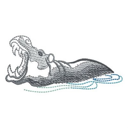 Rippled African Hippo Machine Embroidery Design