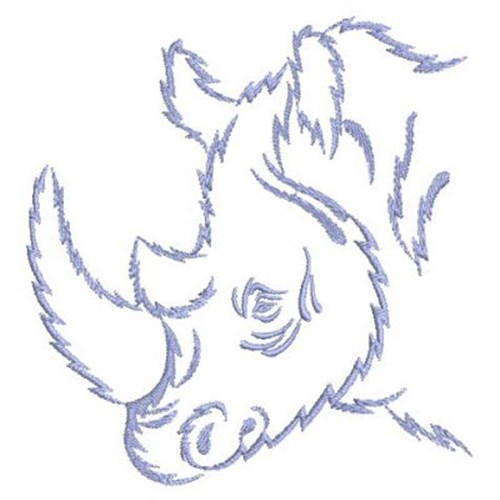 African Rhino Outline Machine Embroidery Design