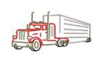 Picture of Outline Semi Truck and Trailer Machine Embroidery Design