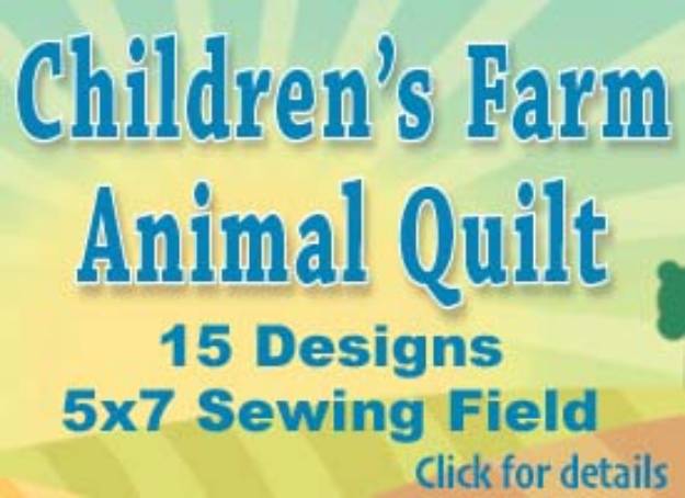 Picture of Children's Farm Animal Quilt Embroidery Design Pack