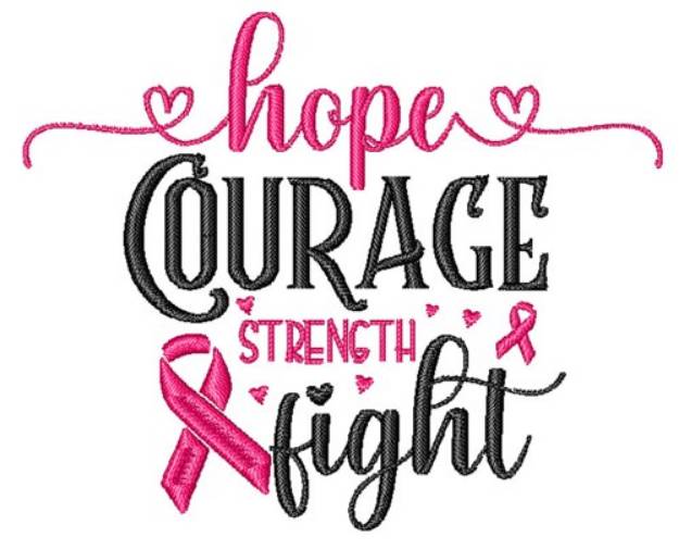Picture of Hope Courage Strength Fight Machine Embroidery Design