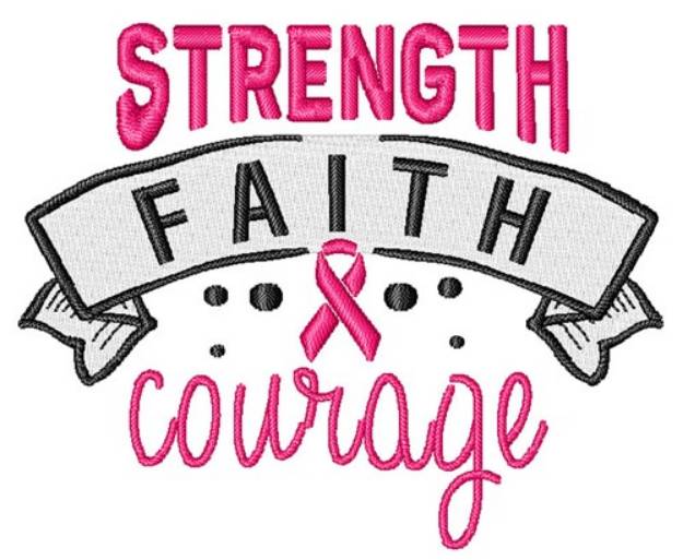 Picture of Strength Faith Courage Machine Embroidery Design