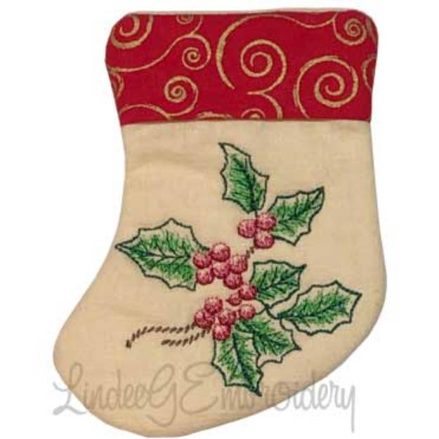 Picture of Holly Stocking (4.6 x 5.9-in)