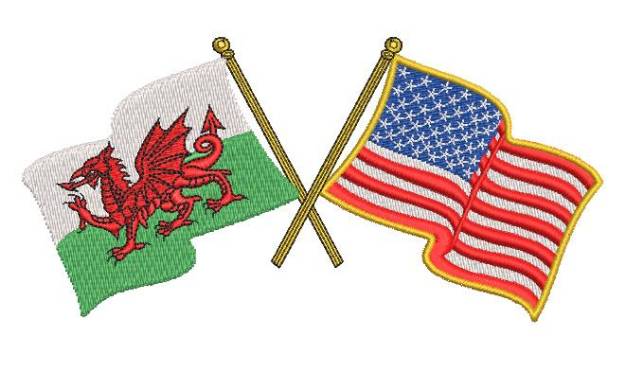 Picture of Norwegian American Wales Flags Machine Embroidery Design