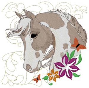 Picture of Paint Horse Quilt Square Machine Embroidery Design