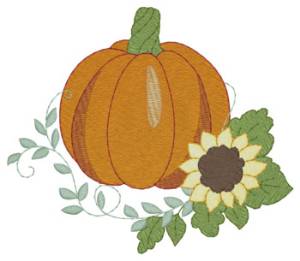 Picture of Pumpkin & Sunflower Machine Embroidery Design