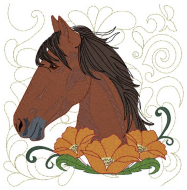 Picture of Mustang Quilt Square Machine Embroidery Design