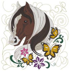 Picture of Gypsy Vanner Quilt Square Machine Embroidery Design