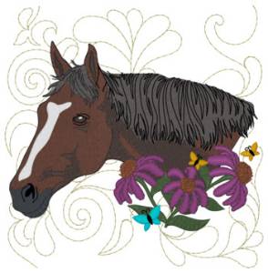 Picture of Thoroughbred Quilt Square Machine Embroidery Design