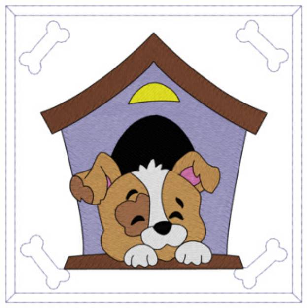 Picture of Puppy In Doghouse Machine Embroidery Design