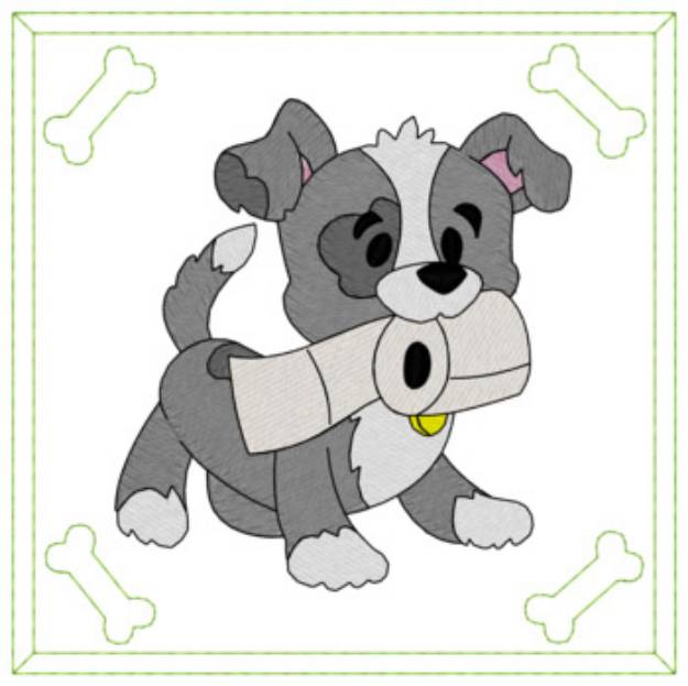 Picture of Puppy W/toliet Paper Machine Embroidery Design