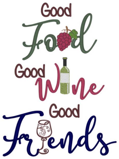 Picture of Good Food, Good Wine Machine Embroidery Design