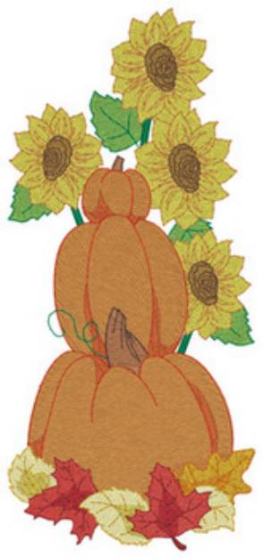 Picture of Pumpkins Stack & Sunflowers Machine Embroidery Design