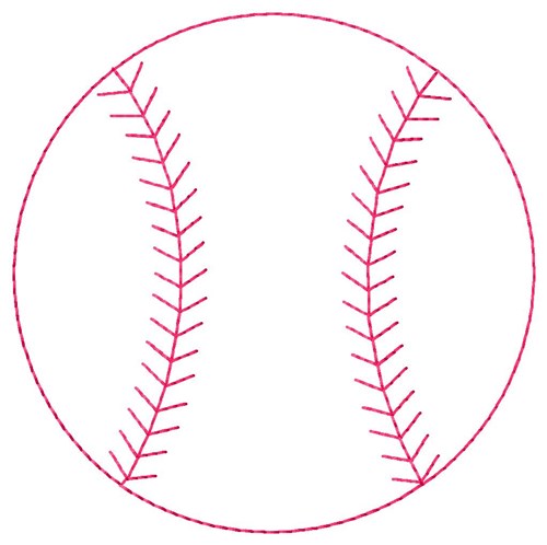 Baseball Outline Run Stitch Machine Embroidery Design