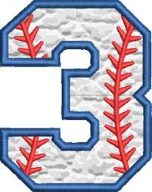 Picture of Applique Baseball '3' 