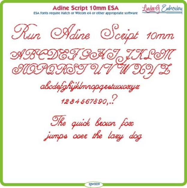 Picture of Run Adine Script 10mm ESA Font
