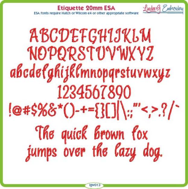 Picture of Etiquette 20mm ESA Font
