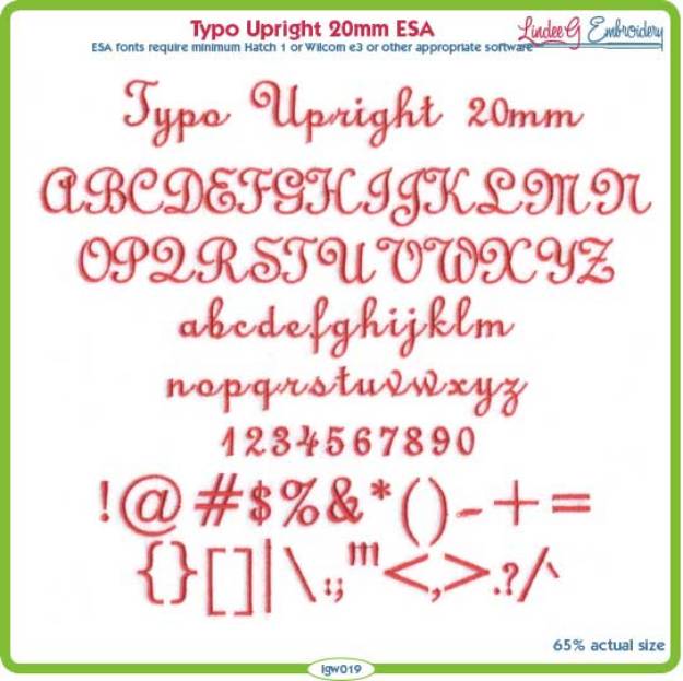 Picture of Typo Upright 20mm ESA Font