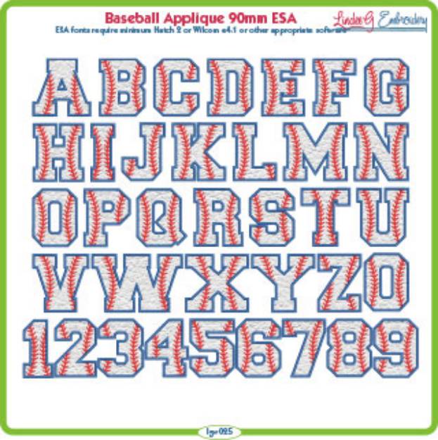 Picture of Baseball Applique 90mm ESA Font
