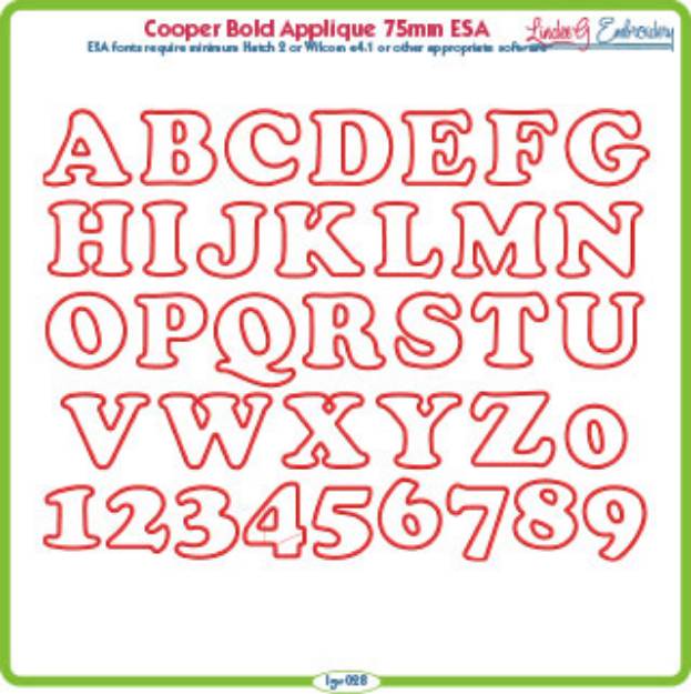 Picture of Cooper Bold Applique 75mm ESA Font