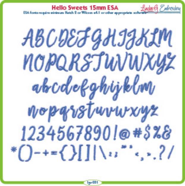 Picture of Hello Sweets 15mm ESA Font