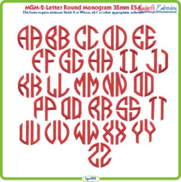Picture of 2-Letter Round Monogram 35mm  ESA Font