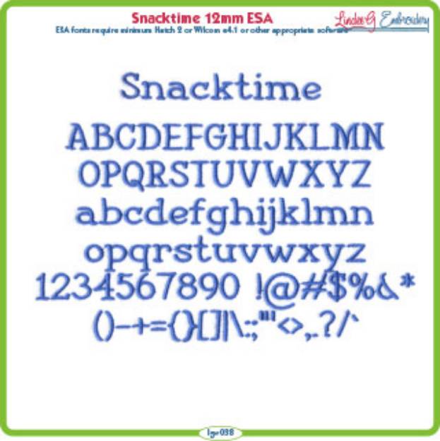 Picture of Snacktime 12mm ESA Font