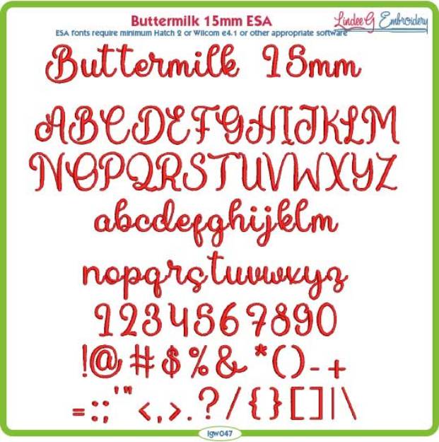 Picture of Buttermilk 15mm ESA Font