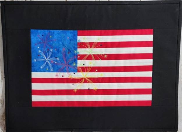 Picture of ITH Fireworks Flag Placemat  Machine Embroidery Design
