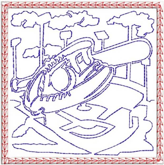 Picture of ITH Time to Play Mug Rug Machine Embroidery Design