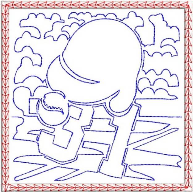 Picture of ITH Helmet Mug Rug Machine Embroidery Design