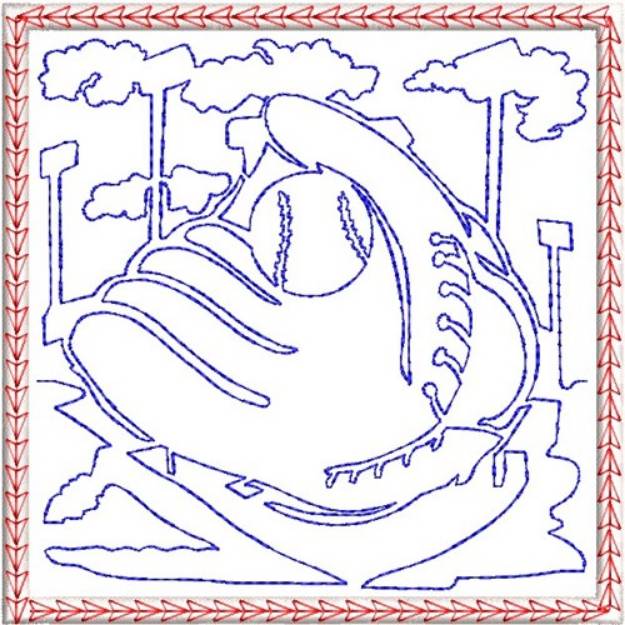 Picture of ITH Glove and Ball Mug Rug Machine Embroidery Design