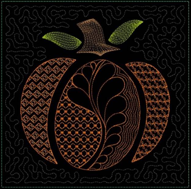 Picture of Feathered Filigre Pumpkin Machine Embroidery Design