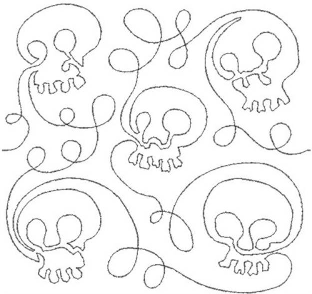 Picture of Free Motion Skulls Machine Embroidery Design