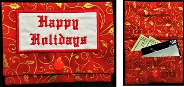 Picture of ITH Happy Holidays Gift Card Holder Machine Embroidery Design