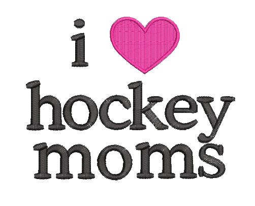 I Love Hockey Moms Machine Embroidery Design