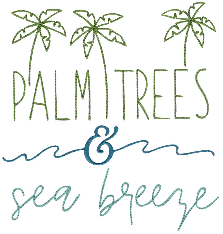 Palm Trees & Sea Breeze Machine Embroidery Design