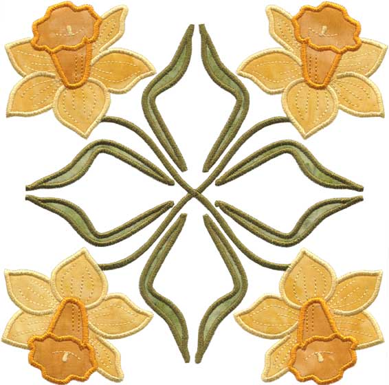 Daffodil Applique - Full-size Machine Embroidery Design