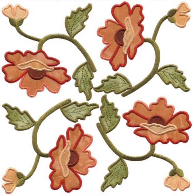 Picture of Poppy Applique - Full-size Machine Embroidery Design