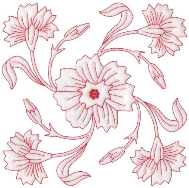 Picture of Carnation Redwork - Full-size Machine Embroidery Design