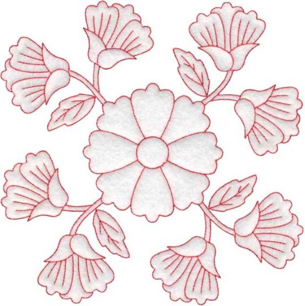 Picture of Cosmos Redwork - Full-size Machine Embroidery Design