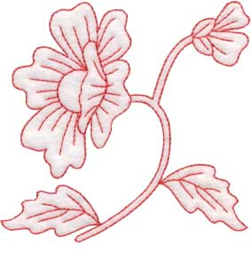 Poppy Redwork - Single Machine Embroidery Design