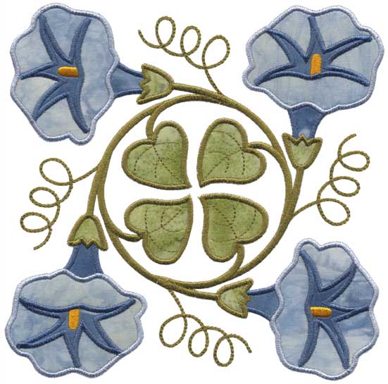 Morning Glory Applique - Full-size Machine Embroidery Design