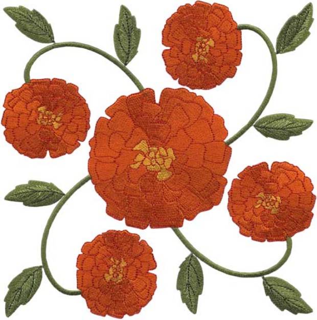 Picture of Marigold - Full-size Filled Machine Embroidery Design