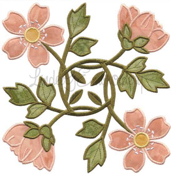 Hawthorn Applique - Full-size Machine Embroidery Design