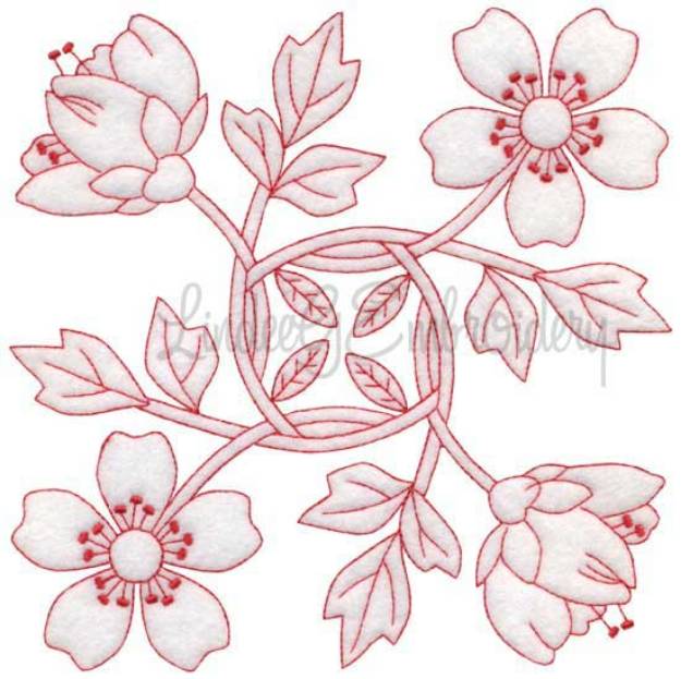 Picture of Hawthorn Redwork - Full-size Machine Embroidery Design